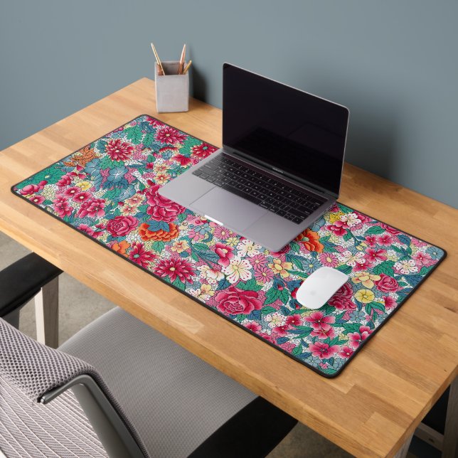 Colourful Chinese Floral Pattern Desk Mat (Office 2)