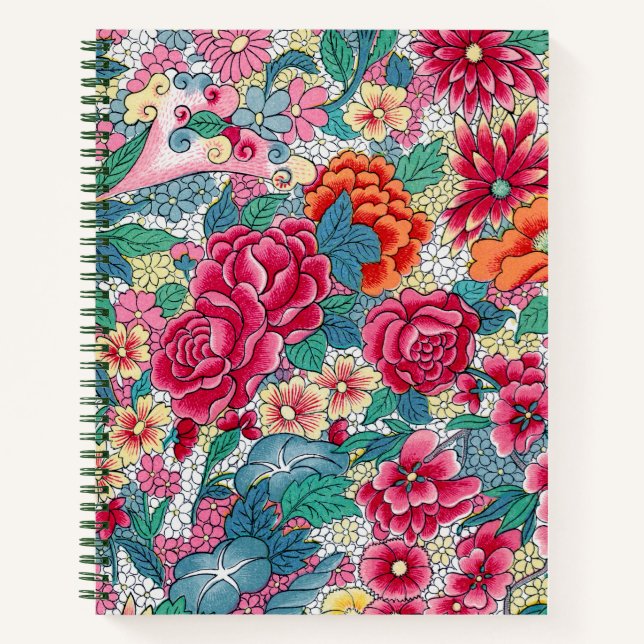 Colourful Chinese Floral Pattern Notebook (Front)