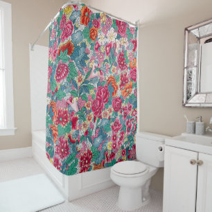 Colourful Chinese Floral Pattern Shower Curtain