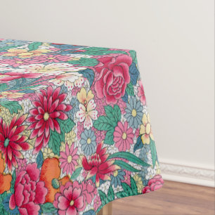 Colourful Chinese Floral Pattern Tablecloth
