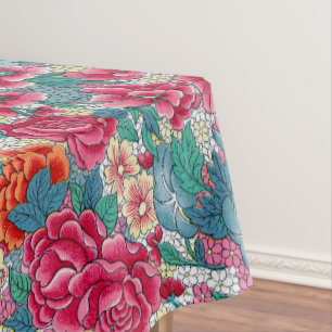 Colourful Chinese Floral Pattern Tablecloth