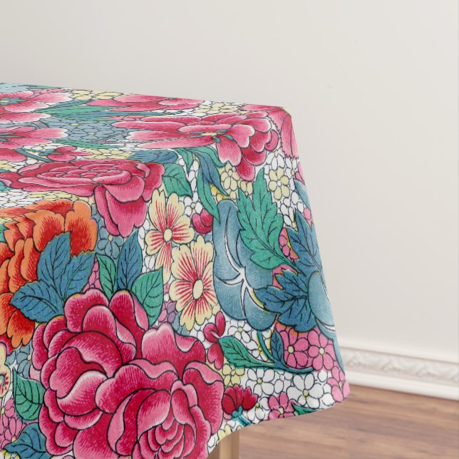 Colourful Chinese Floral Pattern Tablecloth (In Situ)