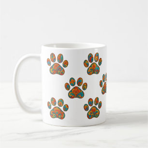 Colourful Chinese-Inspired Paw Print Pattern Mug