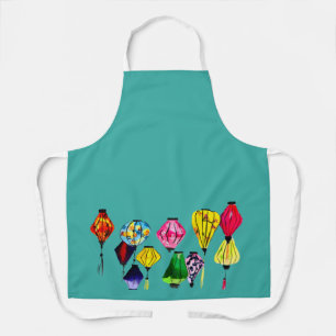 Colourful Chinese lanterns art Apron