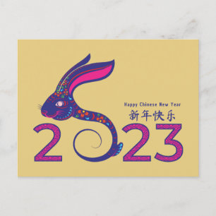 Colourful Chinese Year of the Rabbit T-Shirt Postcard