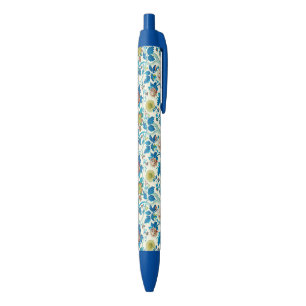 Colourful Chinoiserie Traditional Floral Pattern Blue Ink Pen