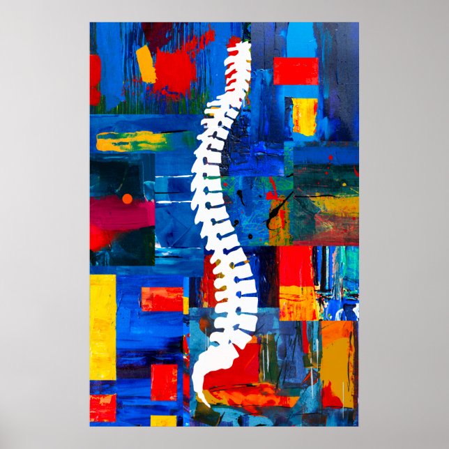 Colourful Chiropractic Spine Poster Painting Left (Front)