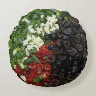 Colourful chopped Food Round Cushion
