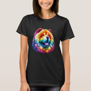 Colourful Chow Chow Dog Lover Print Rainbow Colour T-Shirt