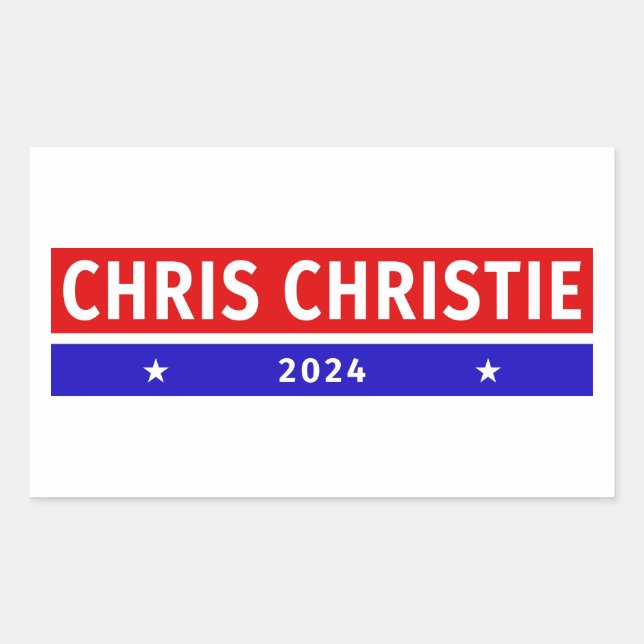 Colourful Chris Christie 2024 Election Vote Rectangular Sticker (Front)