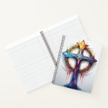 Colourful Christian cross over crown of thorns