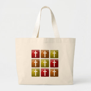 Colourful Christian Crosses Large Tote Bag