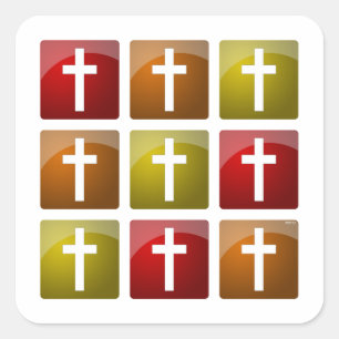 Colourful Christian Crosses Square Sticker
