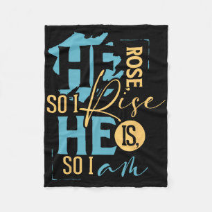 Colourful Christian Easter Resurrection He Rose Fleece Blanket