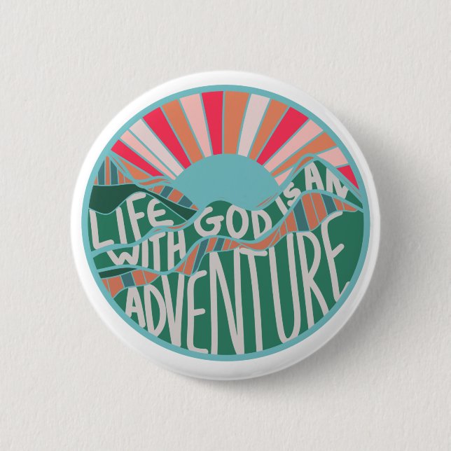 Colourful Christian Mountain Adventure  Classic Ro 6 Cm Round Badge (Front)