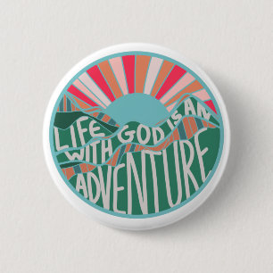 Colourful Christian Mountain Adventure  Classic Ro 6 Cm Round Badge