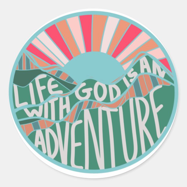 Colourful Christian Mountain Adventure  Classic Round Sticker (Front)