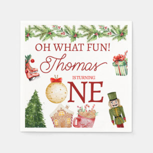 Colourful Christmas 1st birthday Napkin
