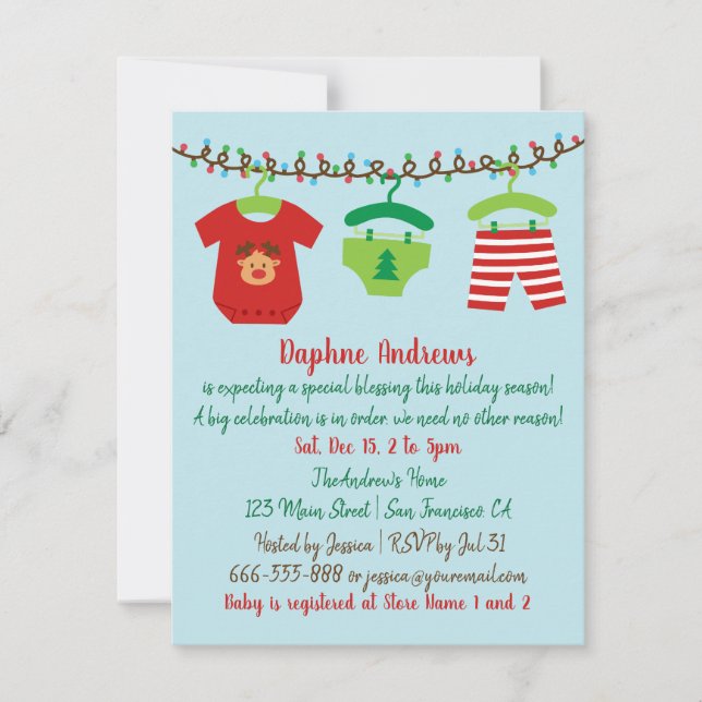 Colourful Christmas Baby Shower Party Invitations (Front)