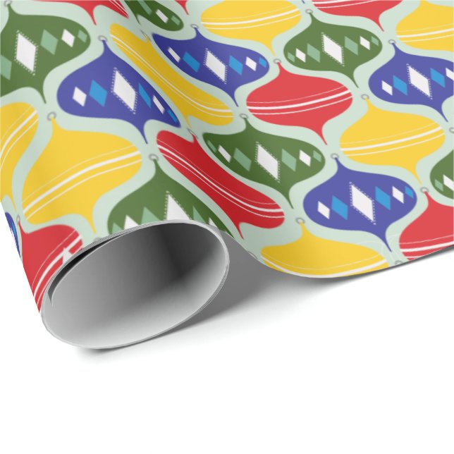 Colourful Christmas Bauble Decorative Pattern Wrapping Paper (Roll Corner)