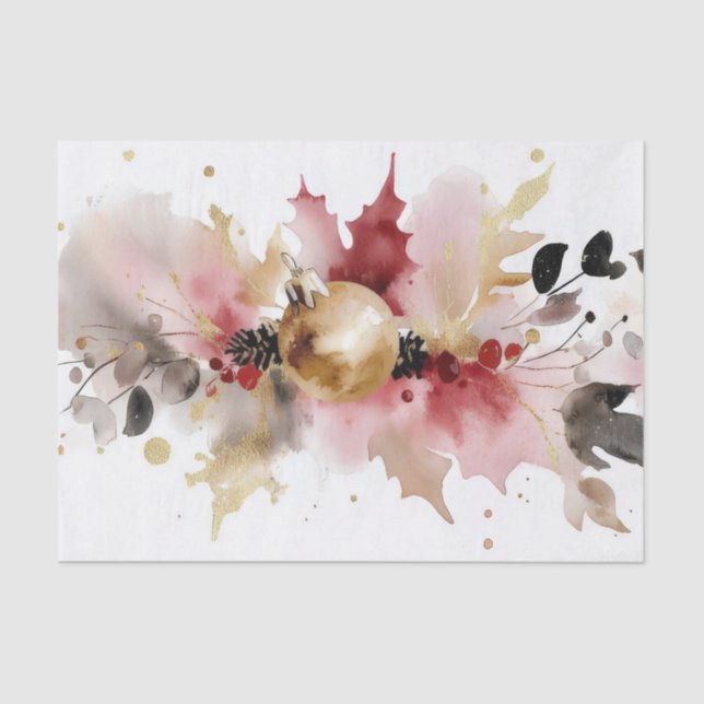 colourful christmas Baubles and Flowers  Tissue Paper (Front)