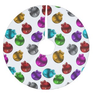 Colourful Christmas Baubles Brushed Polyester Tree Skirt