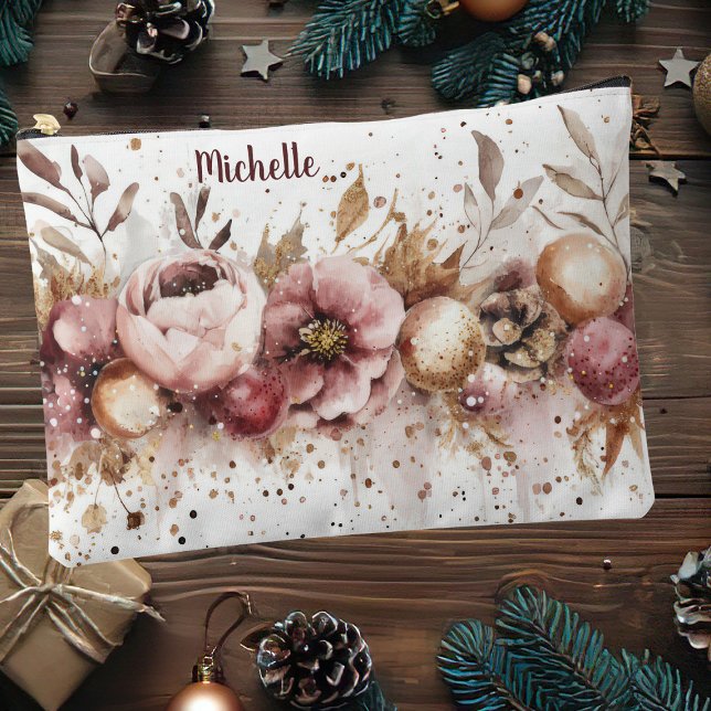 colourful christmas baubles with flowers accessory pouch (Creator Uploaded)