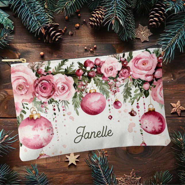 colourful christmas baubles with flowers accessory pouch (Creator Uploaded)