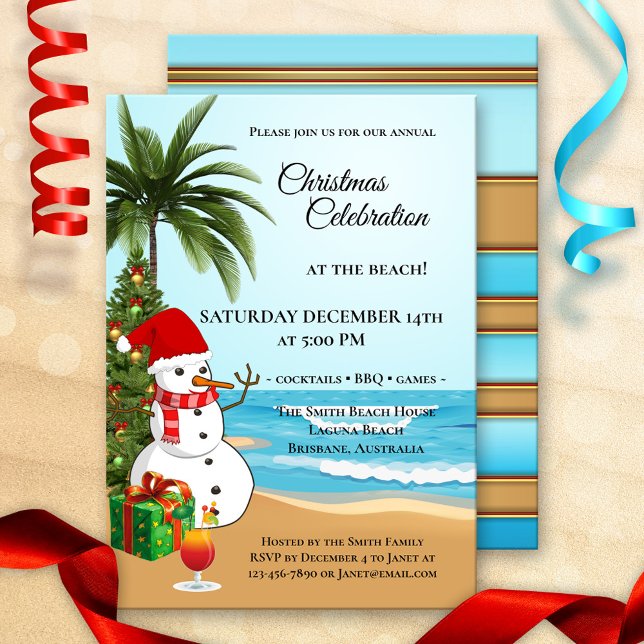 Colourful Christmas Beach Celebration Invitation (Creator Uploaded)