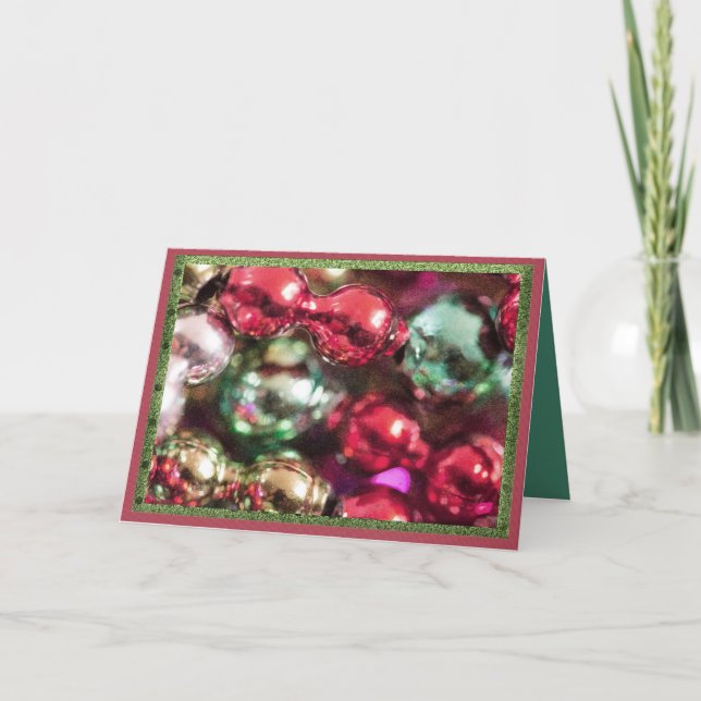 Colourful Christmas beads. Holiday Card (Front)