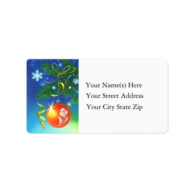 Colourful Christmas Bulbs Vintage Address Label (Front)