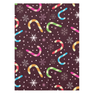 Colourful Christmas Candy Canes with Snowflakes  Tablecloth