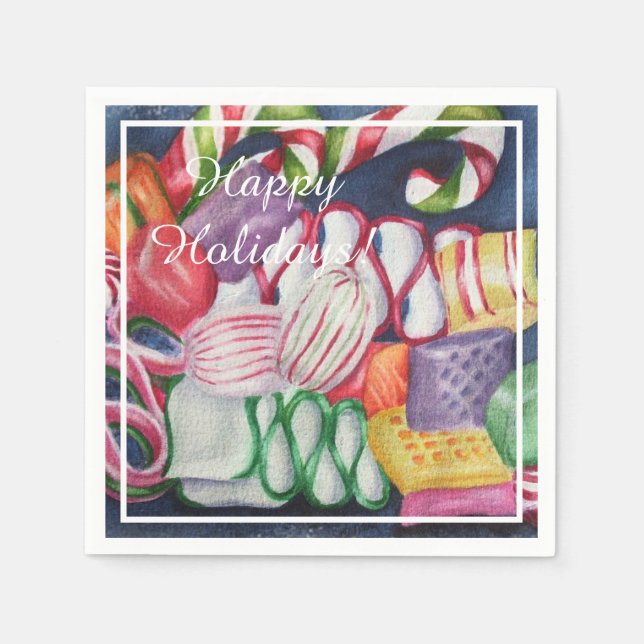 Colourful Christmas Candy Party Napkin (Front)