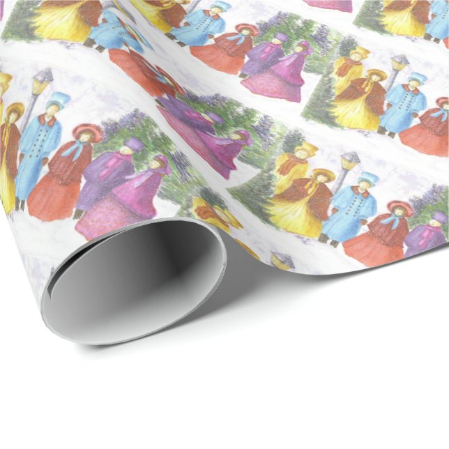 Colourful Christmas Carolers Wrapping Paper (Roll Corner)