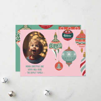 Colourful Christmas Cheer Pink Holiday Card