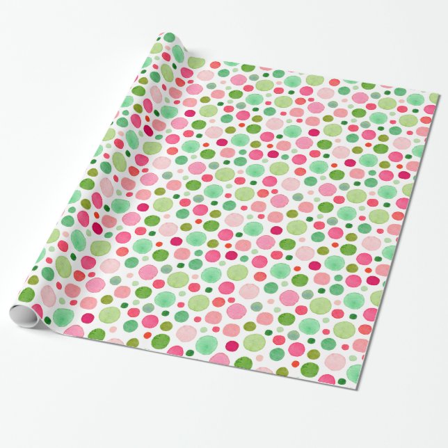 Colourful Christmas Confetti Dots Wrapping Paper (Unrolled)