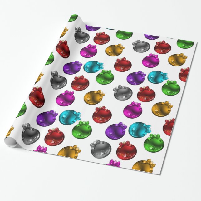 Colourful Christmas Decorations Wrapping Paper (Unrolled)