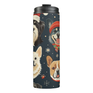 Colourful Christmas Dogs – Fun Holiday Gift for Pe Thermal Tumbler