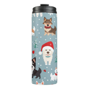 Colourful Christmas Dogs – Fun Holiday Gift for Pe Thermal Tumbler