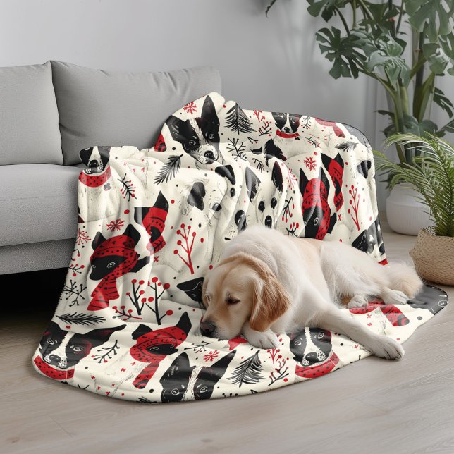Colourful Christmas Dogs Pattern Fleece Blanket (Creator Uploaded)