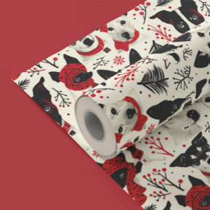 Colourful Christmas dogs Pattern Wrapping Paper
