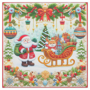 Colourful Christmas Embroidery Look with Santa Fabric