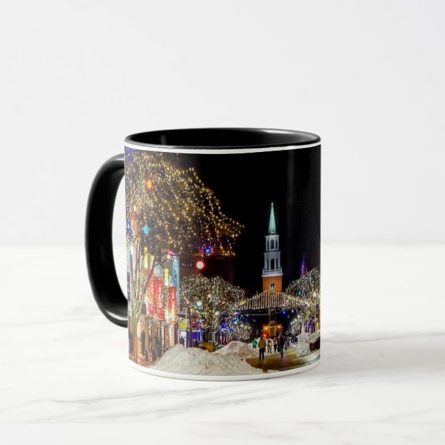 Colourful Christmas Eve Snow City  Mug (Front Left)