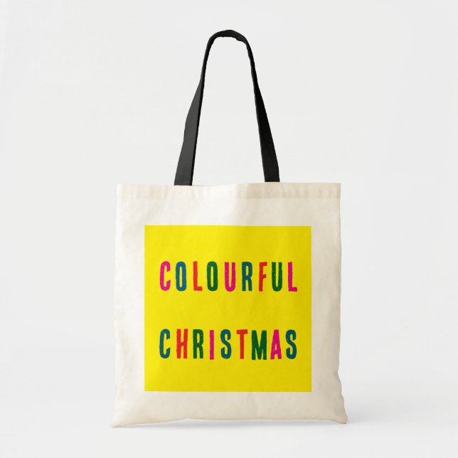 Colourful Christmas Festive Tote Bag (Front)