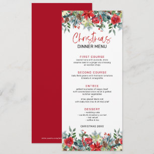 Colourful Christmas flowers and winter foliage Invitation