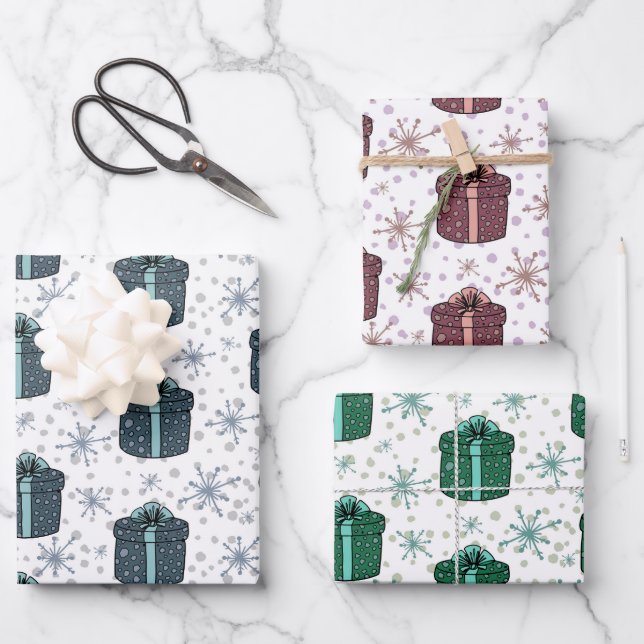 Colourful Christmas Gift Boxes  Wrapping Paper Sheet (Front)