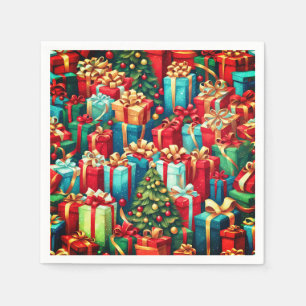 Colourful Christmas Gifts,  Holiday Tree Pattern  Napkin