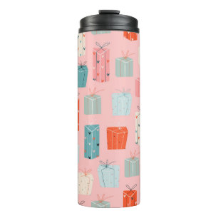 Colourful Christmas gifts on a pink background. Se Thermal Tumbler