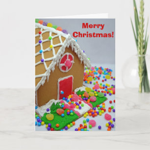 Colourful christmas gingerbread house greeting car holiday card