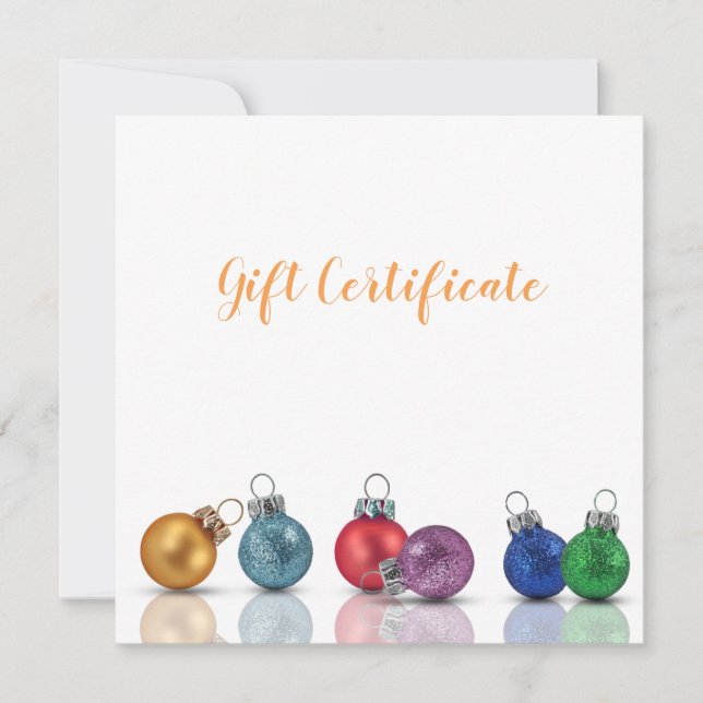 Colourful Christmas Glitter Ornament Gift Card (Front)